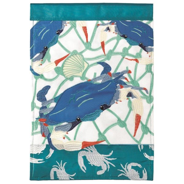 Dicksons 13 x 18 in Flag Double Applique Blue Crab Polyester Garden M011124